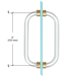 CRL Acrylic Smooth Back-to-Back Shower Door Pull Handle with Brass Rings